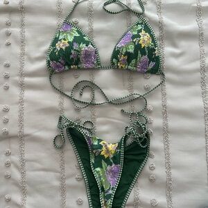 Aerie Green Floral Bikini